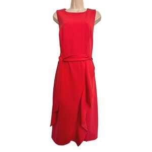 Donna Morgan Berry Sleeveless Midi Dress Ruffle Size 14 Tie Waist NWT $129